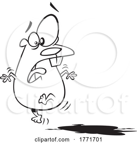 Cartoon Black and White Scared Groundhog Seeing Its Shadow by toonaday