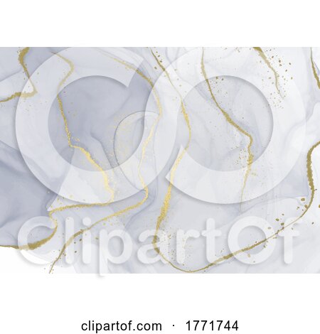 Hand Painted Elegant Alcohol Ink Design with Gold Elements by KJ Pargeter