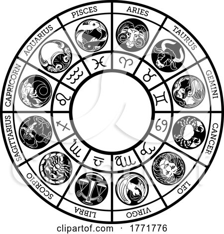 Astrological Horoscope Zodiac Star Signs Symbols by AtStockIllustration