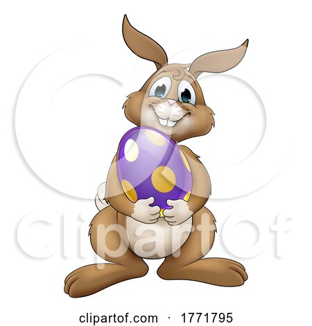 Easter Bunny Cartoon Rabbit with Giant Egg by AtStockIllustration