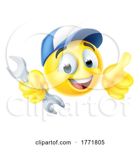 Mechanic or Plumber Spanner Emoticon Emoji Icon by AtStockIllustration