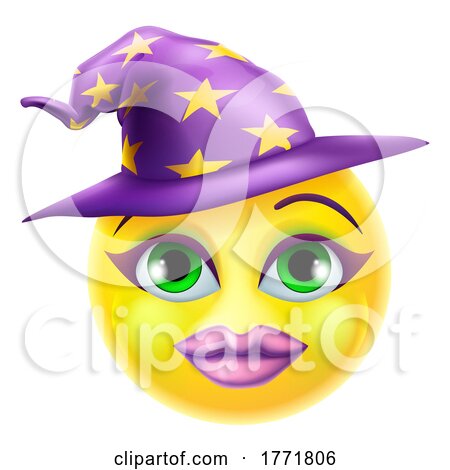 Witch Emoticon Face Emoji Cartoon Icon by AtStockIllustration