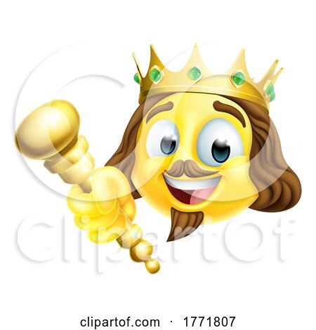 King Emoticon Emoji Face Gold Crown Cartoon Icon by AtStockIllustration ...