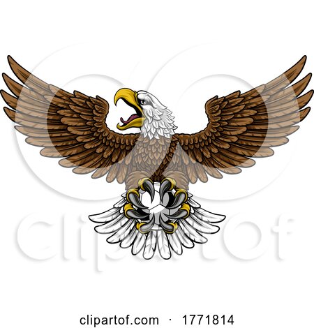 Bald Eagle Hawk Flying Soccer Football Ball Mascot by AtStockIllustration