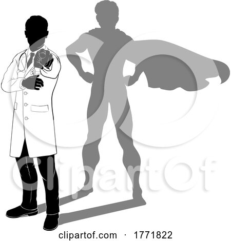 Doctor Ponting Silhouette Super Hero Shadow by AtStockIllustration