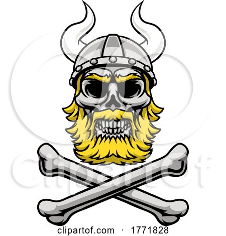 Viking Warrior Helmet Skull Pirate Cross Bones by AtStockIllustration