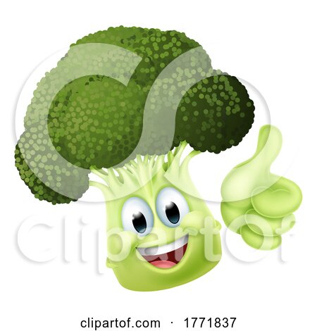 Broccoli Vegetable Cartoon Character Emoji Mascot by AtStockIllustration
