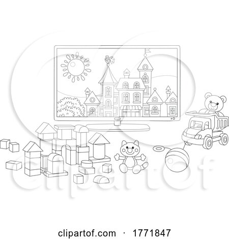 Cartoon Black and White Toy Room by Alex Bannykh