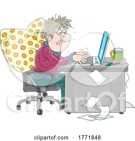 Cartoon Man Trolling on Social Media or Writing by Alex Bannykh