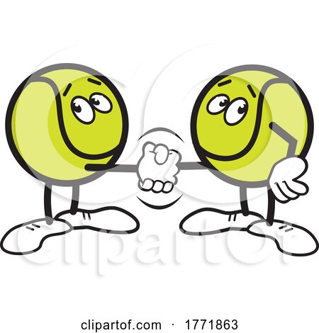 Cartoon Tennis Ball Characters Shaking Hands by Johnny Sajem