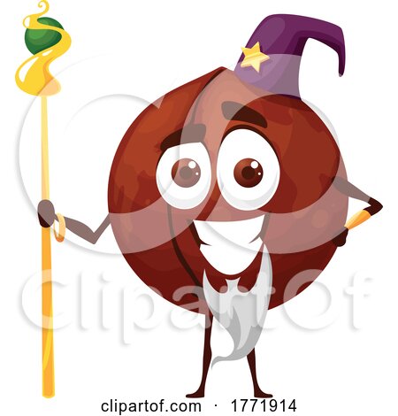 Macadamia Nut Wizard Food Character by Vector Tradition SM