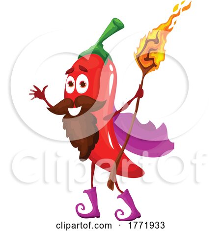 Red Pepper Wizard Food Character by Vector Tradition SM