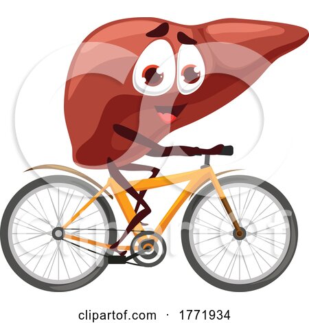 Liver Mascot Riding a Bicycle by Vector Tradition SM