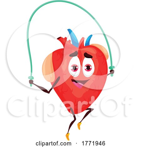 Heart Organ Mascot Jumping Rope by Vector Tradition SM