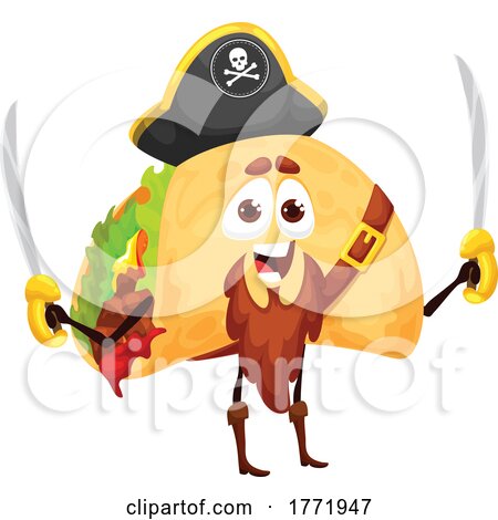 Mexican Food Pirate Taco Character by Vector Tradition SM