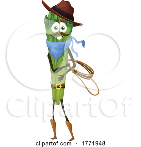 Asparagus Cowboy Food Character by Vector Tradition SM