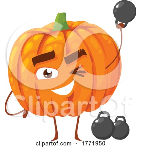 Pumpkin Working out Food Character by Vector Tradition SM