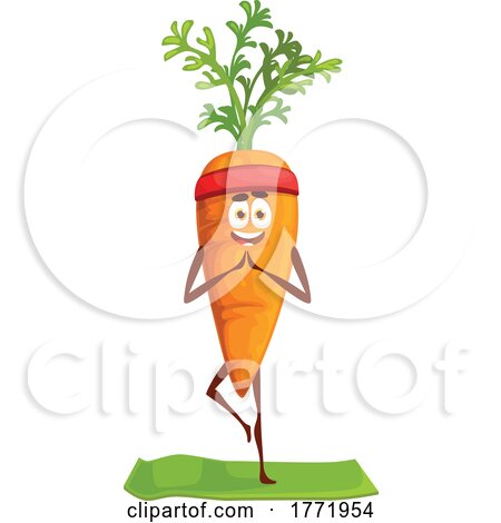 Carrot Doing Yoga Food Character by Vector Tradition SM