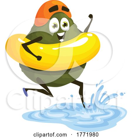 Avocado Swimming Food Character by Vector Tradition SM