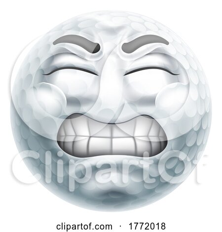 Angry Mad Golf Ball Hate Emoticon Cartoon Face by AtStockIllustration