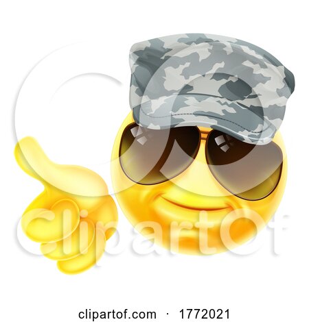 Army Soldier Emoticon Emoji Face Cartoon Icon by AtStockIllustration
