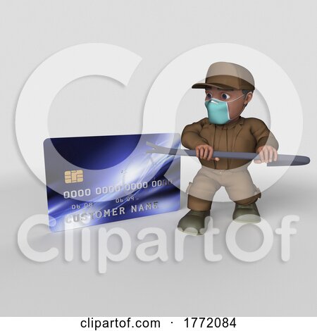 3D Cartoon Delivery Driver, on a Shaded Background by KJ Pargeter