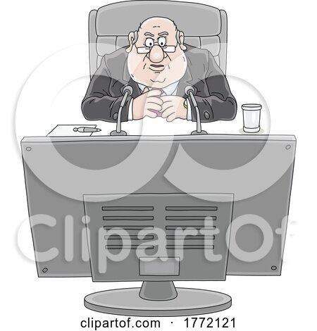 Cartoon Goverment Offical Holding an Online Conference by Alex Bannykh