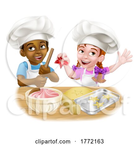 Girl and Boy Cartoon Child Chef Cook Kids by AtStockIllustration
