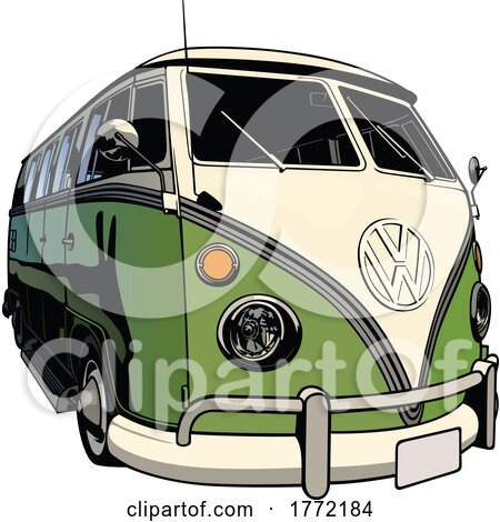 Green and Beige Volkswagen Van by dero
