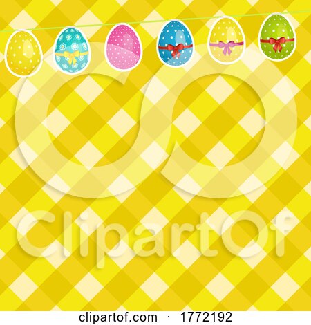 Easter Background with Eggs Bunting on Crossed Stripes by elaineitalia