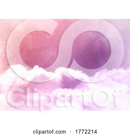 Hand Painted Sugar Cotton Candy Clouds Background by KJ Pargeter