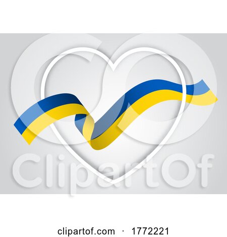 Heart with Ukraine Ribbon Flag by KJ Pargeter