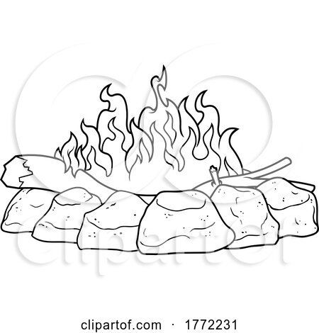 Cartoon Black and White Campfire by Hit Toon