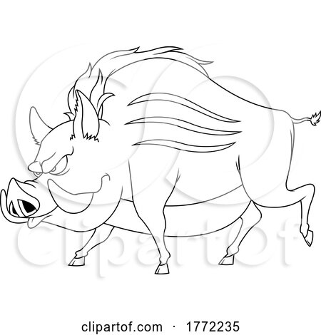 Cartoon Black and White Tough Wild Boar by Hit Toon