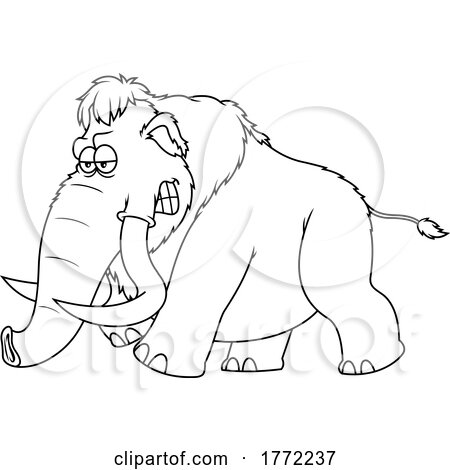 Cartoon Black and White Woolly Mammoth by Hit Toon
