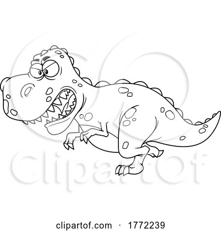 Cartoon Black and White Angry T Rex by Hit Toon