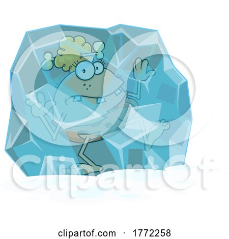Cartoon Cave Woman Trapped in Ice by Hit Toon