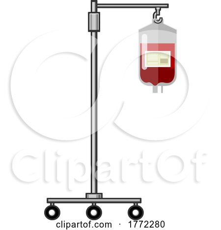 Cartoon Blood Transfusion Bag on a Pole by Hit Toon