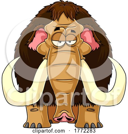 Cartoon Woolly Mammoth with Big Tusks by Hit Toon