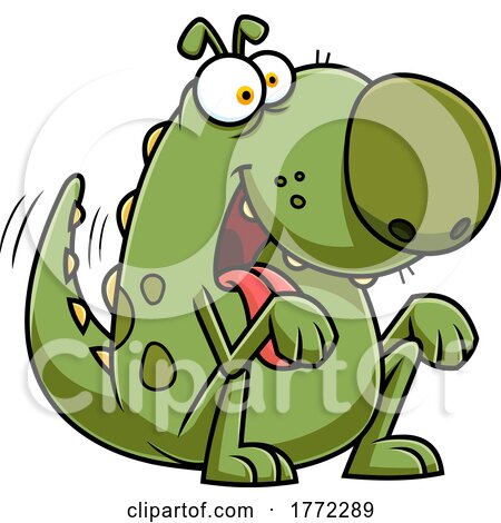 Cartoon Begging Dino Caveman Pet by Hit Toon