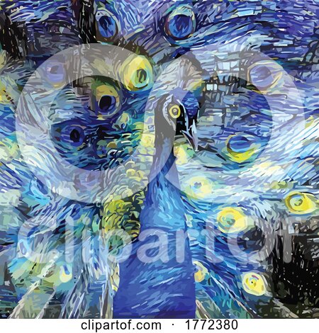 Van Gogh Inspired Peacock Painting by Prawny