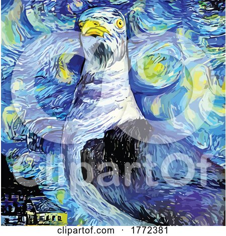 Van Gogh Inspired Seagull Painting by Prawny