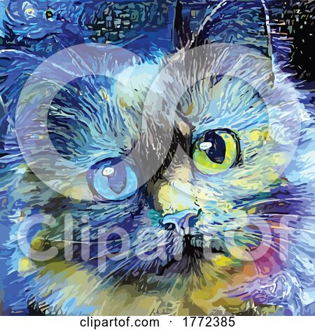 Van Gogh Styled Cat Painting by Prawny