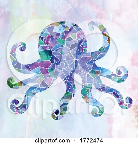 Octopus Seaglass and Watercolor Design by Prawny