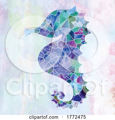 Seahorse Seaglass and Watercolor Design by Prawny