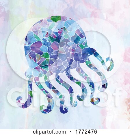 Jellyfish Seaglass and Watercolor Design by Prawny