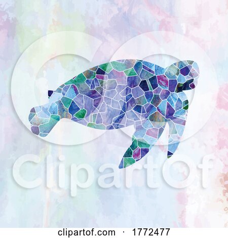 Sea Turtle Seaglass and Watercolor Design by Prawny