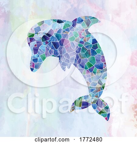 Dolphin Seaglass and Watercolor Design by Prawny