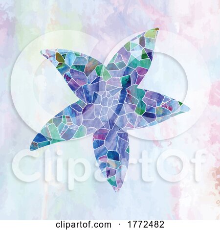 Starfish Seaglass and Watercolor Design by Prawny