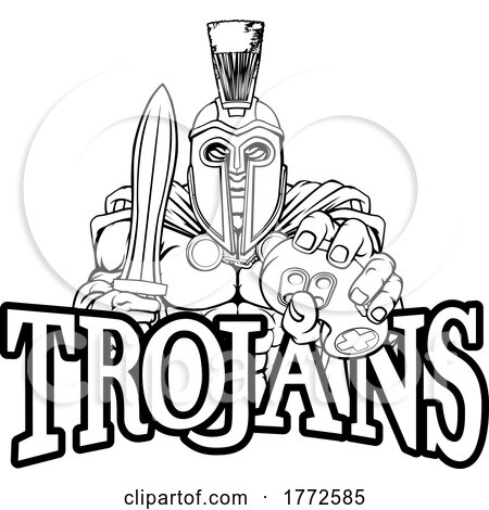 Trojan Spartan Gamer Gladiator Controller Mascot by AtStockIllustration